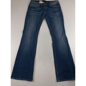 REROCK FOR EXPRESS BOOTCUT HEAVY STITCH JEANS